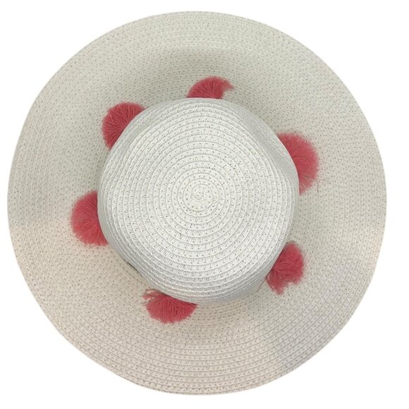Janie and Jack Midssummer Getaway Kids Straw Sun Hat With Pink Tassels & Braided - Picture 3 of 6